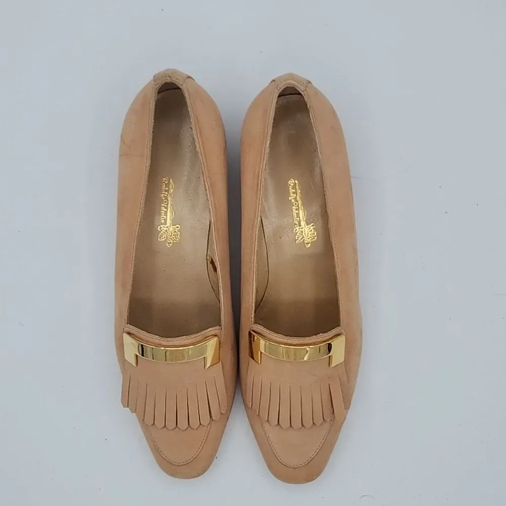 Rodolfo Valentino Vintage Nude Slip On Loafers Block Heels EU Size 37